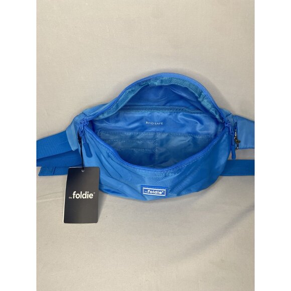 Foldie RFID Safe Blue Fanny Pack With Lockable Zipper & Cut-Resistant Strap For - Picture 4 of 4